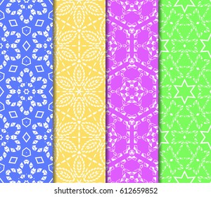 set of Abstract geometric ornament with floral details. Seamless. Vector illustration. for wallpaper, invitation, fabric textile