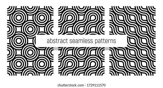 Conjunto de patrones abstractos geométricos delineados sin fisuras.
