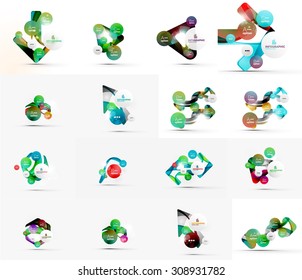 Set of abstract geometric paper effect infographic banner templates. Business presentations, backgrounds, option infographics or advertising banner layouts