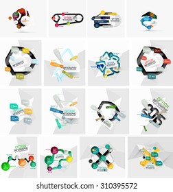 Set of abstract geometric paper effect infographic banner templates. Business presentations, backgrounds, option infographics or advertising banner layouts