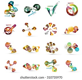 Set of abstract geometric paper effect infographic banner templates. Business presentations, backgrounds, option infographics or advertising banner layouts