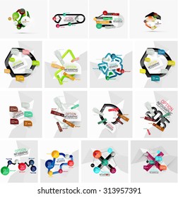 Set of abstract geometric paper effect infographic banner templates. Business presentations, backgrounds, option infographics or advertising banner layouts