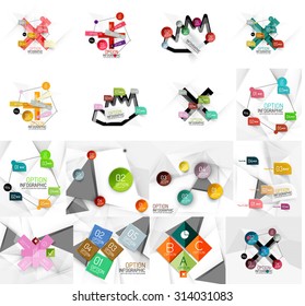Set of abstract geometric paper effect infographic banner templates. Business presentations, backgrounds, option infographics or advertising banner layouts