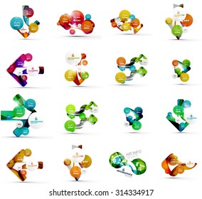 Set of abstract geometric paper effect infographic banner templates. Business presentations, backgrounds, option infographics or advertising banner layouts