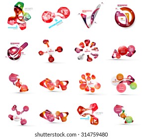 Set of abstract geometric paper effect infographic banner templates. Business presentations, backgrounds, option infographics or advertising banner layouts