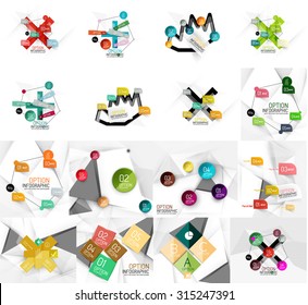 Set of abstract geometric paper effect infographic banner templates. Business presentations, backgrounds, option infographics or advertising banner layouts
