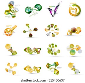 Set of abstract geometric paper effect infographic banner templates. Business presentations, backgrounds, option infographics or advertising banner layouts