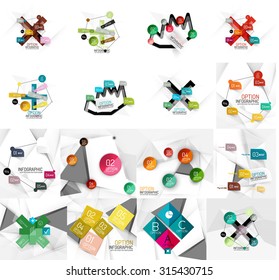 Set of abstract geometric paper effect infographic banner templates. Business presentations, backgrounds, option infographics or advertising banner layouts