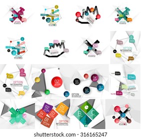 Set of abstract geometric paper effect infographic banner templates. Business presentations, backgrounds, option infographics or advertising banner layouts