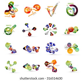 Set of abstract geometric paper effect infographic banner templates. Business presentations, backgrounds, option infographics or advertising banner layouts
