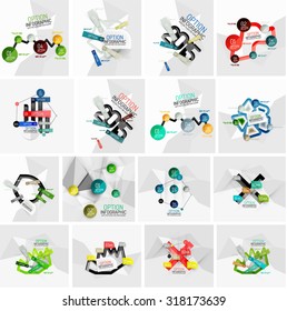 Conjunto de plantillas de banner con efecto geométrico abstracto sobre papel infográfico. Presentaciones empresariales, antecedentes, infografías de opciones o diseños de banners publicitarios