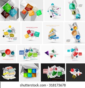 Set of abstract geometric paper effect infographic banner templates. Business presentations, backgrounds, option infographics or advertising banner layouts