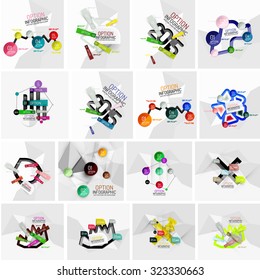 Set of abstract geometric paper effect infographic banner templates. Business presentations, backgrounds, option infographics or advertising banner layouts