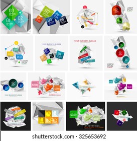 Conjunto de plantillas de banner con efecto geométrico abstracto sobre papel infográfico. Presentaciones empresariales, antecedentes, infografías de opciones o diseños de banners publicitarios