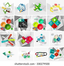 Set of abstract geometric paper effect infographic banner templates. Business presentations, backgrounds, option infographics or advertising banner layouts
