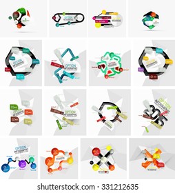 Set of abstract geometric paper effect infographic banner templates. Business presentations, backgrounds, option infographics or advertising banner layouts