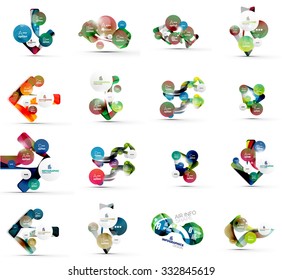 Set of abstract geometric paper effect infographic banner templates. Business presentations, backgrounds, option infographics or advertising banner layouts