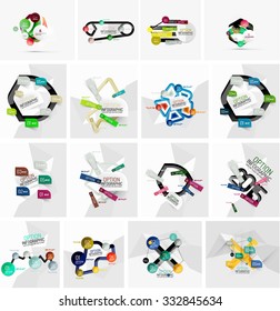 Set of abstract geometric paper effect infographic banner templates. Business presentations, backgrounds, option infographics or advertising banner layouts