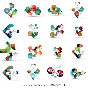 Set of abstract geometric paper effect infographic banner templates. Business presentations, backgrounds, option infographics or advertising banner layouts