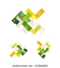 Set of abstract geometric paper graphic layouts. Business presentations, backgrounds, option infographics or banner templates