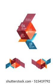 Set of abstract geometric paper graphic layouts. Business presentations, backgrounds, option infographics or banner templates