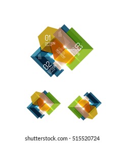 Set of abstract geometric paper graphic layouts. Business presentations, backgrounds, option infographics or banner templates