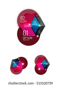 Set of abstract geometric paper graphic layouts. Business presentations, backgrounds, option infographics or banner templates