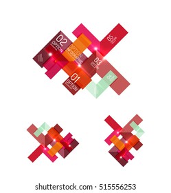 Set of abstract geometric paper graphic layouts. Business presentations, backgrounds, option infographics or banner templates