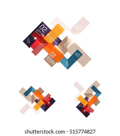 Set of abstract geometric paper graphic layouts. Business presentations, backgrounds, option infographics or banner templates