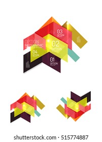 Conjunto de diseños gráficos de papel geométrico abstracto. Presentaciones empresariales, antecedentes, infografías de opciones o plantillas de banners