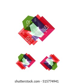Conjunto de diseños gráficos de papel geométrico abstracto. Presentaciones empresariales, antecedentes, infografías de opciones o plantillas de banners