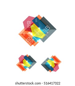 Set of abstract geometric paper graphic layouts. Business presentations, backgrounds, option infographics or banner templates