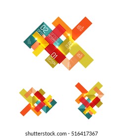 Set of abstract geometric paper graphic layouts. Business presentations, backgrounds, option infographics or banner templates