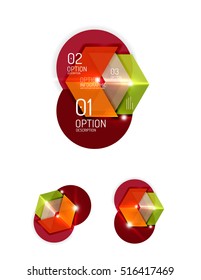 Conjunto de diseños gráficos de papel geométrico abstracto. Presentaciones empresariales, antecedentes, infografías de opciones o plantillas de banners