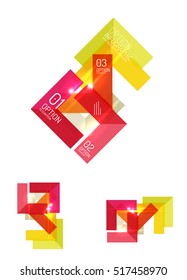 Conjunto de diseños gráficos de papel geométrico abstracto. Presentaciones empresariales, antecedentes, infografías de opciones o plantillas de banners