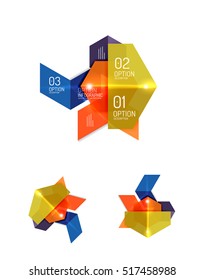 Conjunto de diseños gráficos de papel geométrico abstracto. Presentaciones empresariales, antecedentes, infografías de opciones o plantillas de banners