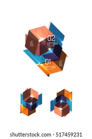 Conjunto de diseños gráficos de papel geométrico abstracto. Presentaciones empresariales, antecedentes, infografías de opciones o plantillas de banners