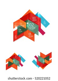 Conjunto de diseños gráficos de papel geométrico abstracto. Presentaciones empresariales, antecedentes, infografías de opciones o plantillas de banners