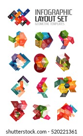 Conjunto de diseños gráficos de papel geométrico abstracto. Presentaciones empresariales, antecedentes, infografías de opciones o plantillas de banners