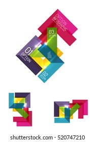 Conjunto de diseños gráficos de papel geométrico abstracto. Presentaciones empresariales, antecedentes, infografías de opciones o plantillas de banners
