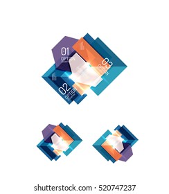 Set of abstract geometric paper graphic layouts. Business presentations, backgrounds, option infographics or banner templates