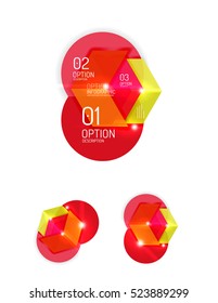 Set of abstract geometric paper graphic layouts. Business presentations, backgrounds, option infographics or banner templates