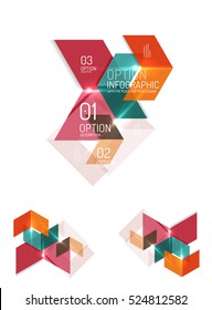 Set of abstract geometric paper graphic layouts. Business presentations, backgrounds, option infographics or banner templates