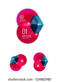 Set of abstract geometric paper graphic layouts. Business presentations, backgrounds, option infographics or banner templates