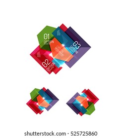 Set of abstract geometric paper graphic layouts. Business presentations, backgrounds, option infographics or banner templates