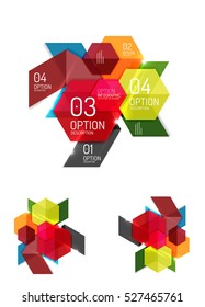 Satz abstrakter geometrischer Papiergrafie-Layouts. Unternehmenspräsentationen, Hintergründe, optionale Infografiken oder Bannervorlagen