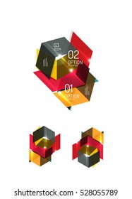 Set of abstract geometric paper graphic layouts. Business presentations, backgrounds, option infographics or banner templates