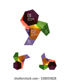 Satz abstrakter geometrischer Papiergrafie-Layouts. Unternehmenspräsentationen, Hintergründe, optionale Infografiken oder Bannervorlagen
