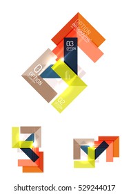 Satz abstrakter geometrischer Papiergrafie-Layouts. Unternehmenspräsentationen, Hintergründe, optionale Infografiken oder Bannervorlagen