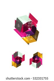 Conjunto de diseños gráficos de papel geométrico abstracto. Presentaciones empresariales, antecedentes, infografías de opciones o plantillas de banners